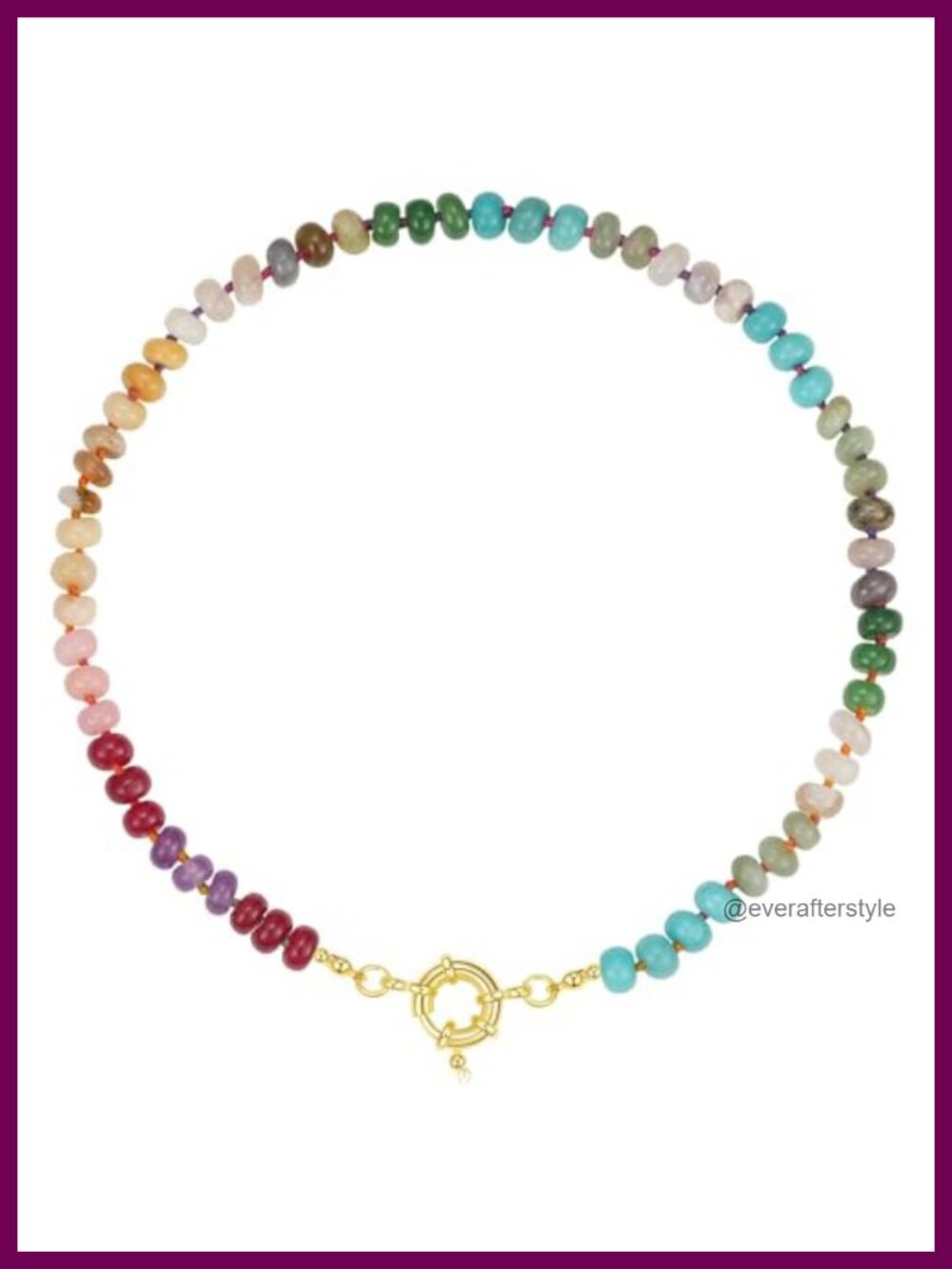 Handmade Natural Gemstone Choker Necklace with 14K Gold Plated Copper Beads